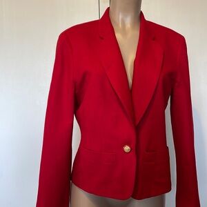 PENDLETON 💯 Virgin Wool Made in U.S.A. Red color w POCKETS sz 12”Womens  Blazer